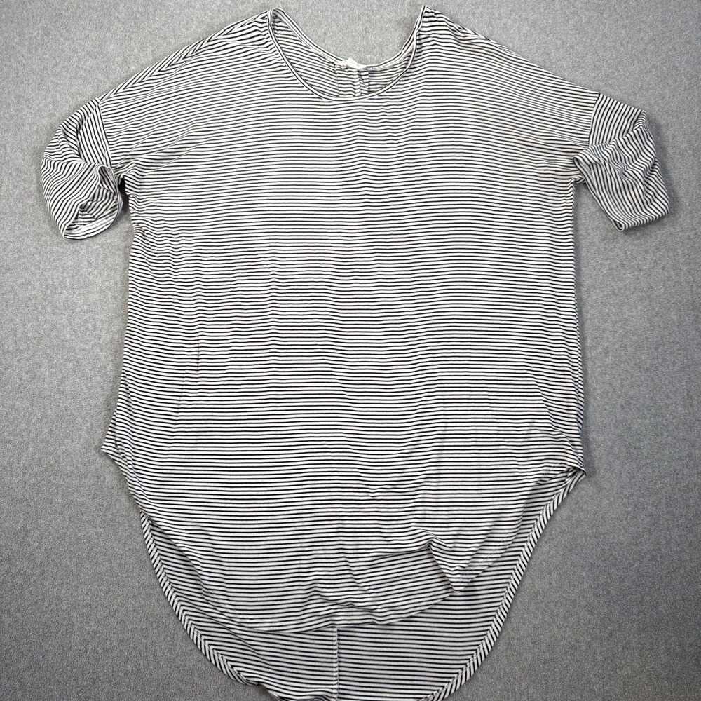 Floreat Tunic Blouse Women's Large Black White Stripe Dolman Sleeve Anthropologi